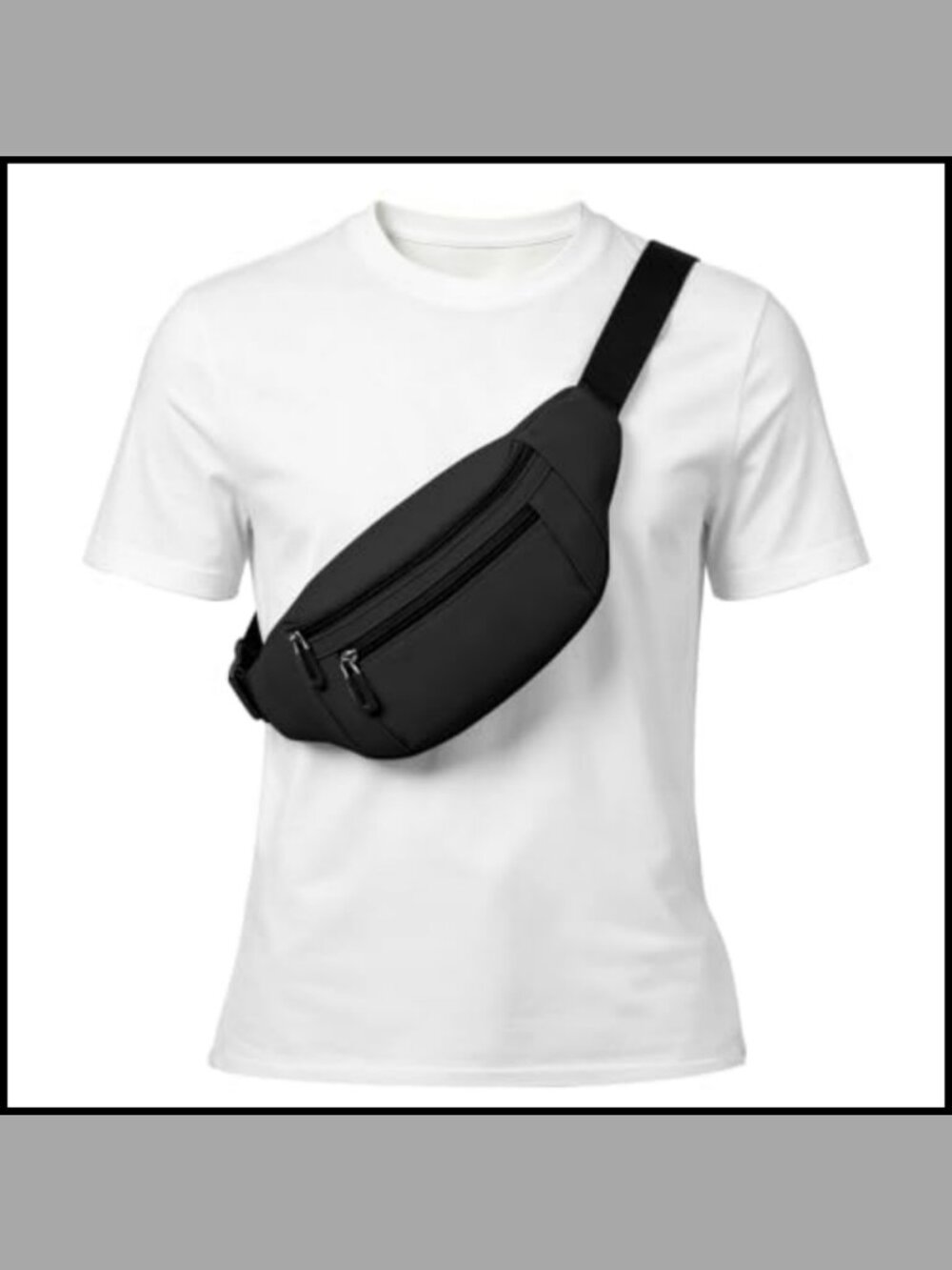 Water-Resistant Nylon Waist Pack Crossbody Belt Bag 3-Zip Pockets